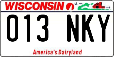 WI license plate 013NKY