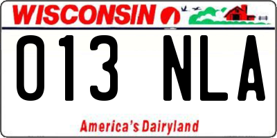 WI license plate 013NLA