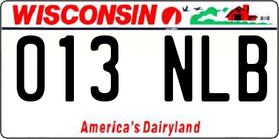 WI license plate 013NLB