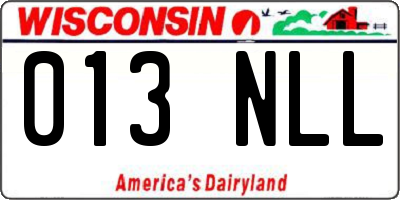 WI license plate 013NLL