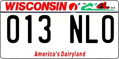 WI license plate 013NLO