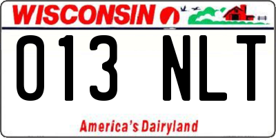 WI license plate 013NLT