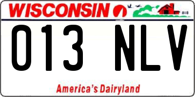 WI license plate 013NLV
