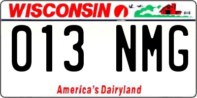 WI license plate 013NMG