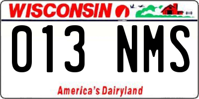 WI license plate 013NMS