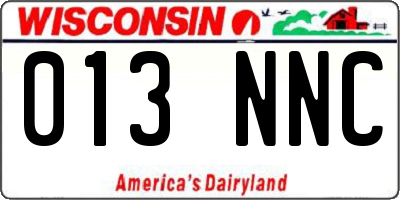 WI license plate 013NNC