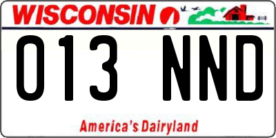 WI license plate 013NND