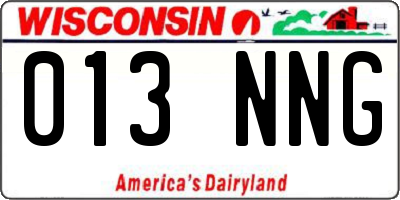 WI license plate 013NNG