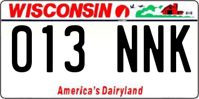 WI license plate 013NNK
