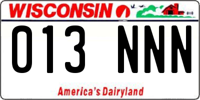 WI license plate 013NNN