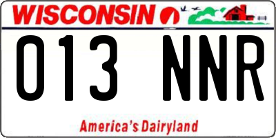 WI license plate 013NNR