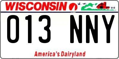 WI license plate 013NNY