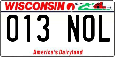 WI license plate 013NOL