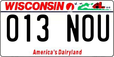 WI license plate 013NOU