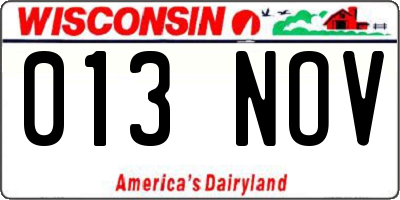 WI license plate 013NOV