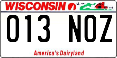 WI license plate 013NOZ