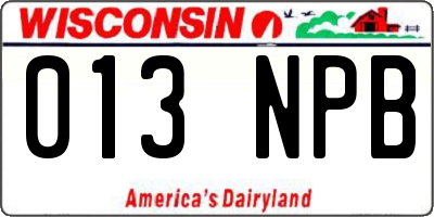 WI license plate 013NPB