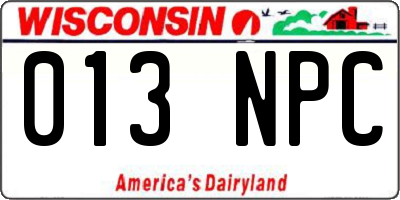 WI license plate 013NPC