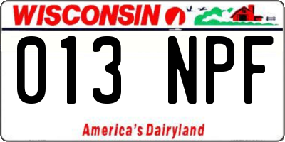 WI license plate 013NPF