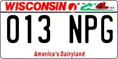 WI license plate 013NPG