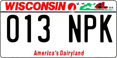 WI license plate 013NPK