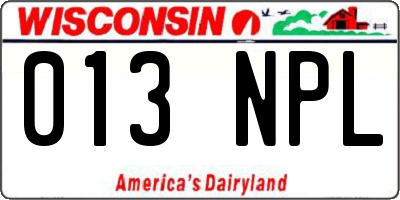 WI license plate 013NPL
