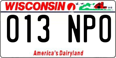 WI license plate 013NPO