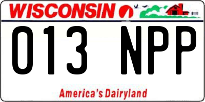 WI license plate 013NPP