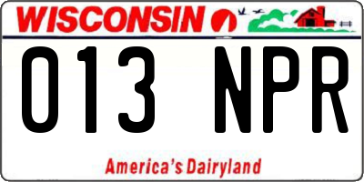 WI license plate 013NPR