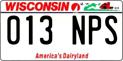 WI license plate 013NPS