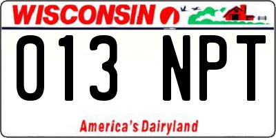 WI license plate 013NPT