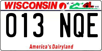 WI license plate 013NQE