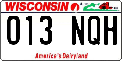 WI license plate 013NQH