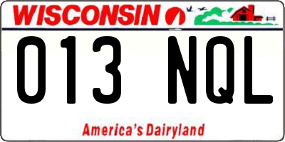 WI license plate 013NQL