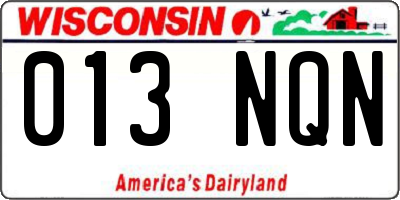 WI license plate 013NQN