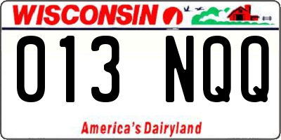 WI license plate 013NQQ