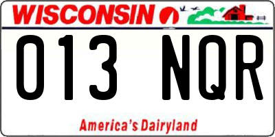 WI license plate 013NQR