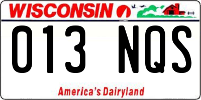 WI license plate 013NQS
