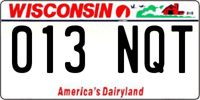 WI license plate 013NQT
