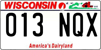 WI license plate 013NQX