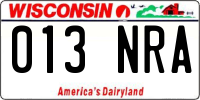 WI license plate 013NRA