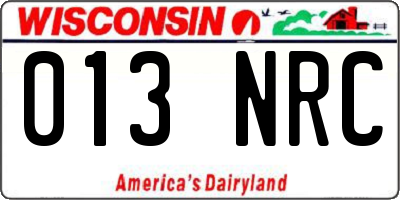 WI license plate 013NRC