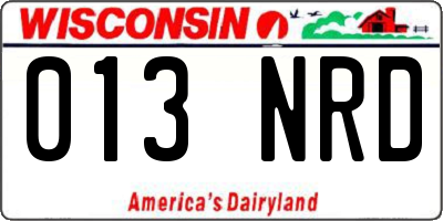 WI license plate 013NRD