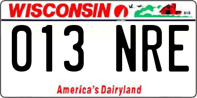 WI license plate 013NRE