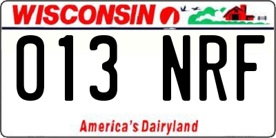WI license plate 013NRF