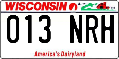 WI license plate 013NRH