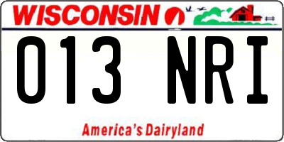 WI license plate 013NRI
