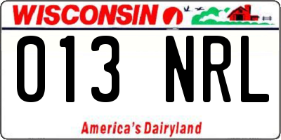WI license plate 013NRL