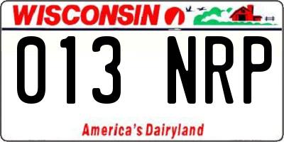 WI license plate 013NRP