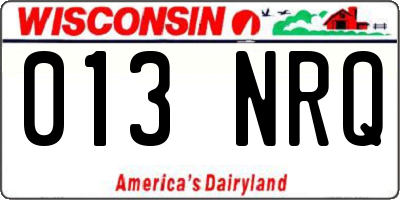 WI license plate 013NRQ